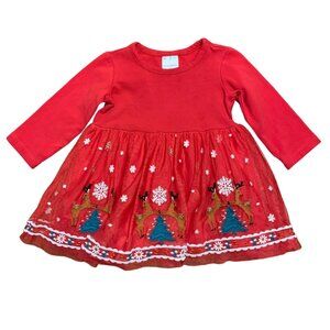 HANNA ANDERSSON Christmas Dress Baby 3-6 mo 60 Embroidered Reindeer Tulle Infant